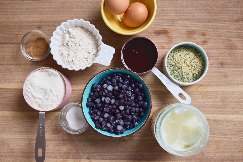 Blueberry Hemp Muffins (Nut-Free & Gluten-Free!) 2 Ingredients for blueberry hemp muffins