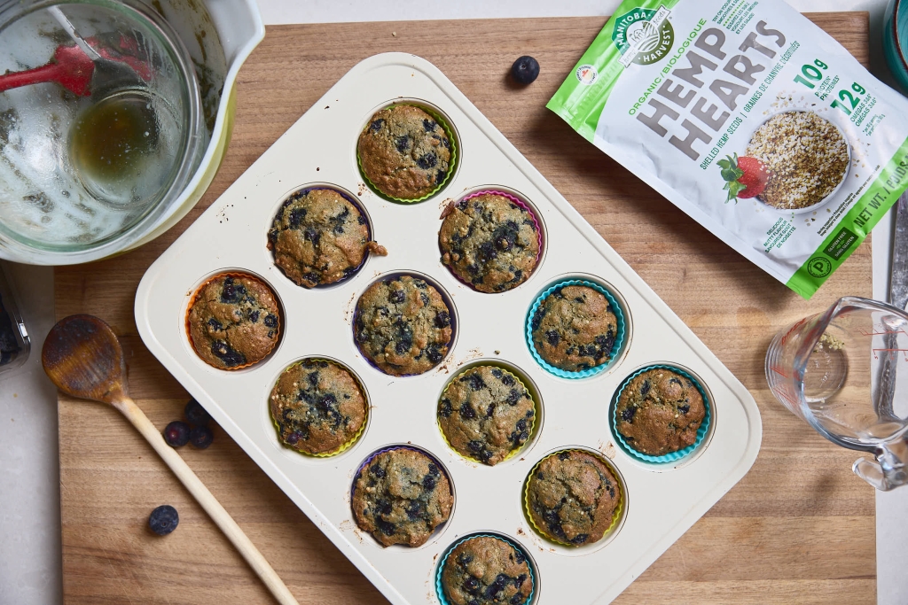 Blueberry Hemp Muffins (Nut-Free & Gluten-Free!) 1 Cooked Blueberry Muffins